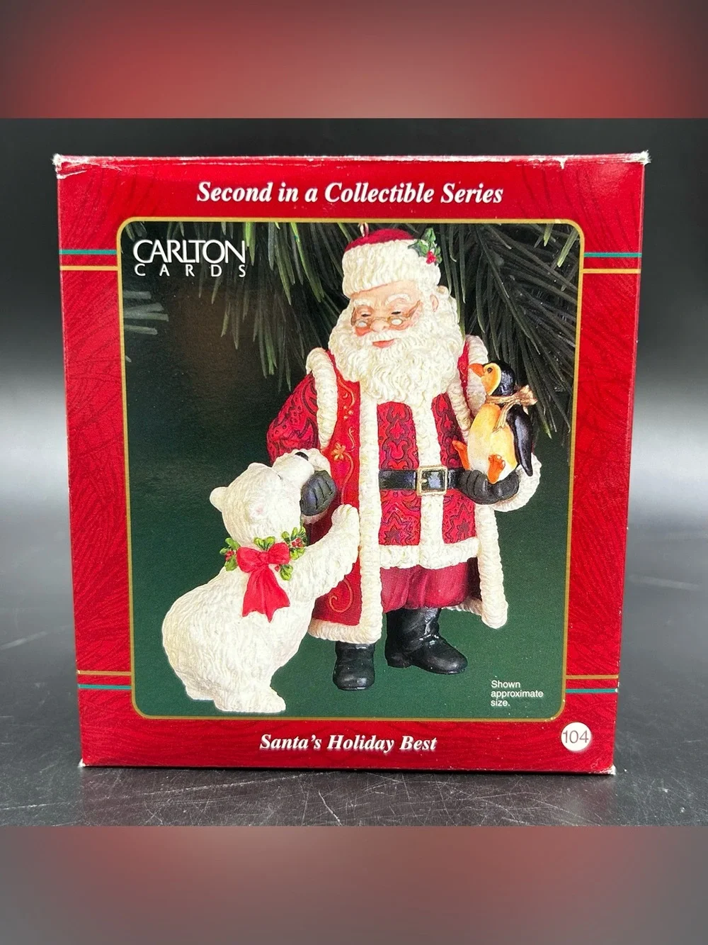 Carlton Cards Santa’s Holiday Best Ornament 2000 Polar Bear Penguin Boxed